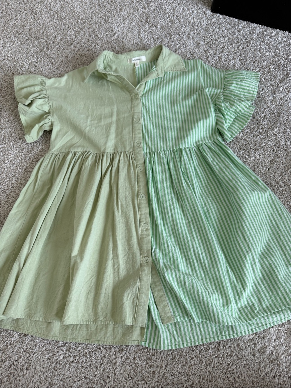 Light Green Mixed-Panel Mini Dress